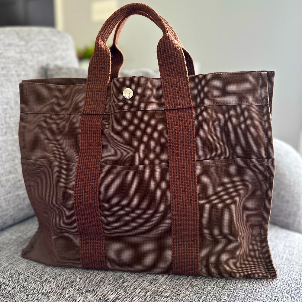 Hermes Toile Herline MM Brown